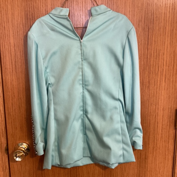 Vintage Aqua Blue and Rhinestone Tunic Shirt - Picture 8 of 8